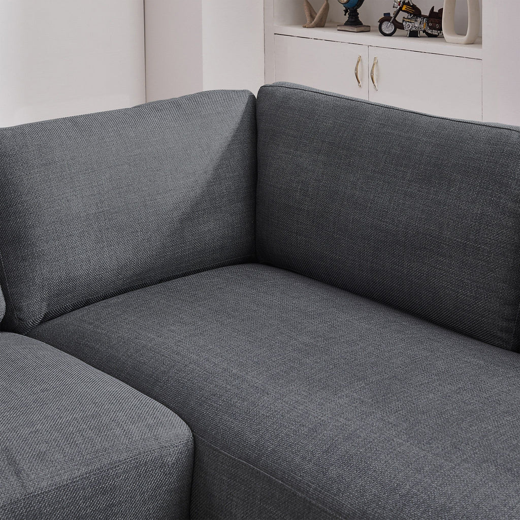 Comfortable Cozy Sectional Sofa with Solid Wood Frame - Pearl Silver or Dark Gray