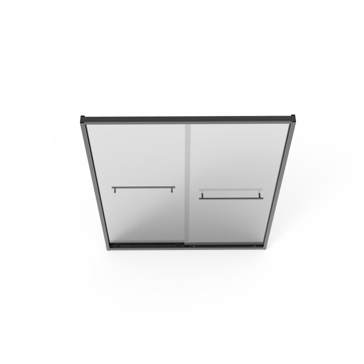 Double Sliding Shower Door with Tempered Glass - Matte Black