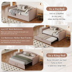 Upholstered Daybed With Pop Up Trundle Sofa Bed - Space Saving, Durable Frame - Gray or Pink