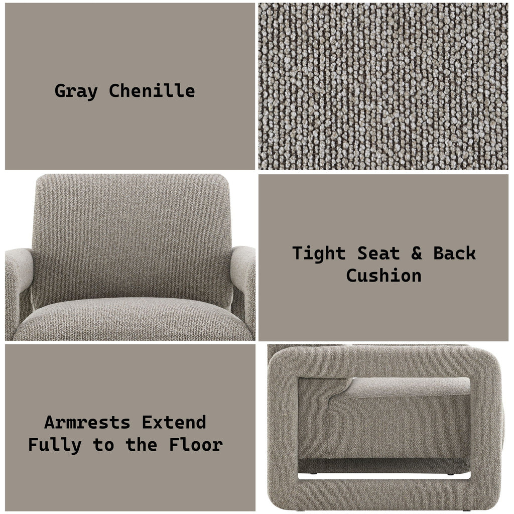 Gray Accent Chair with Pocket Coil Support - Glenda