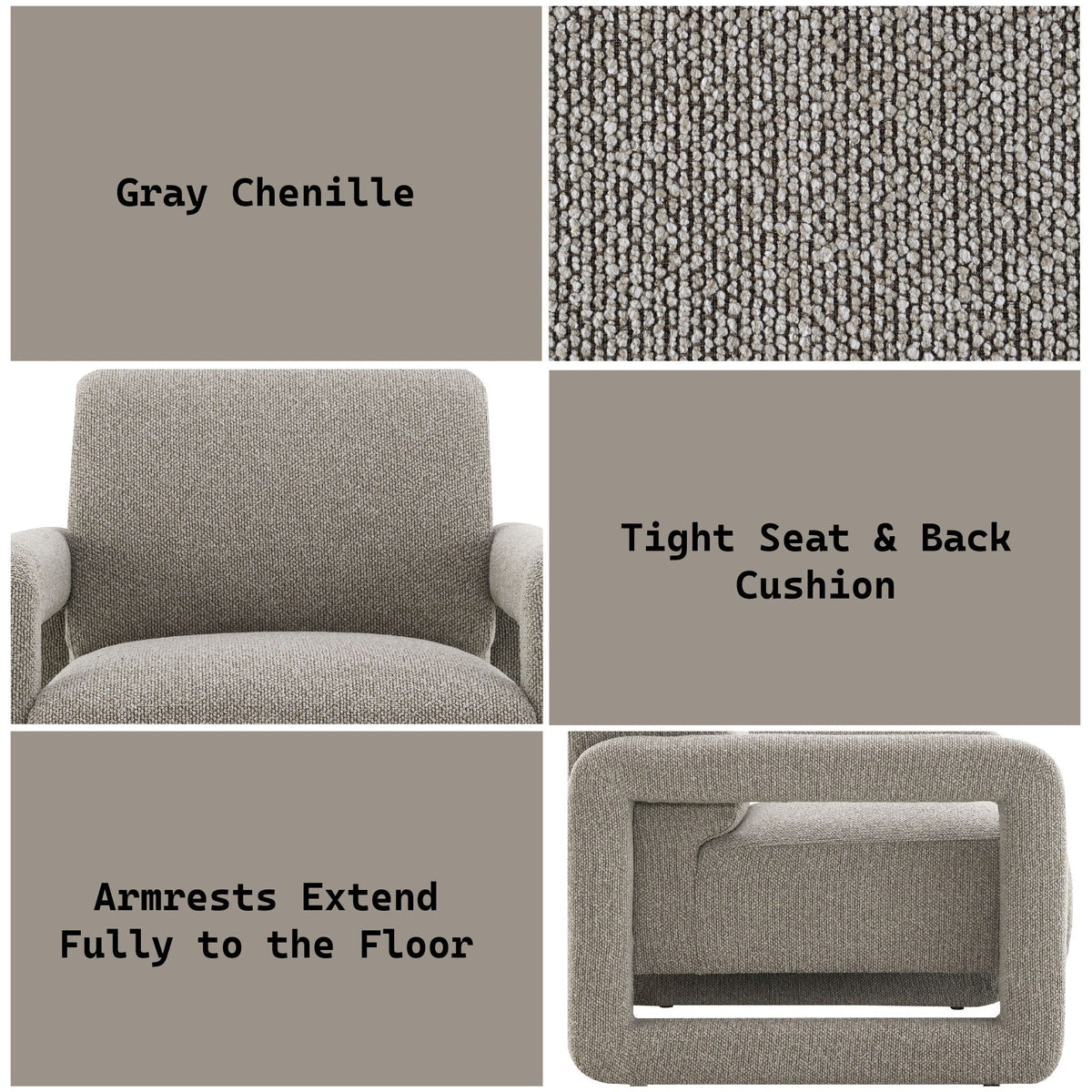 Gray Accent Chair with Pocket Coil Support - Glenda