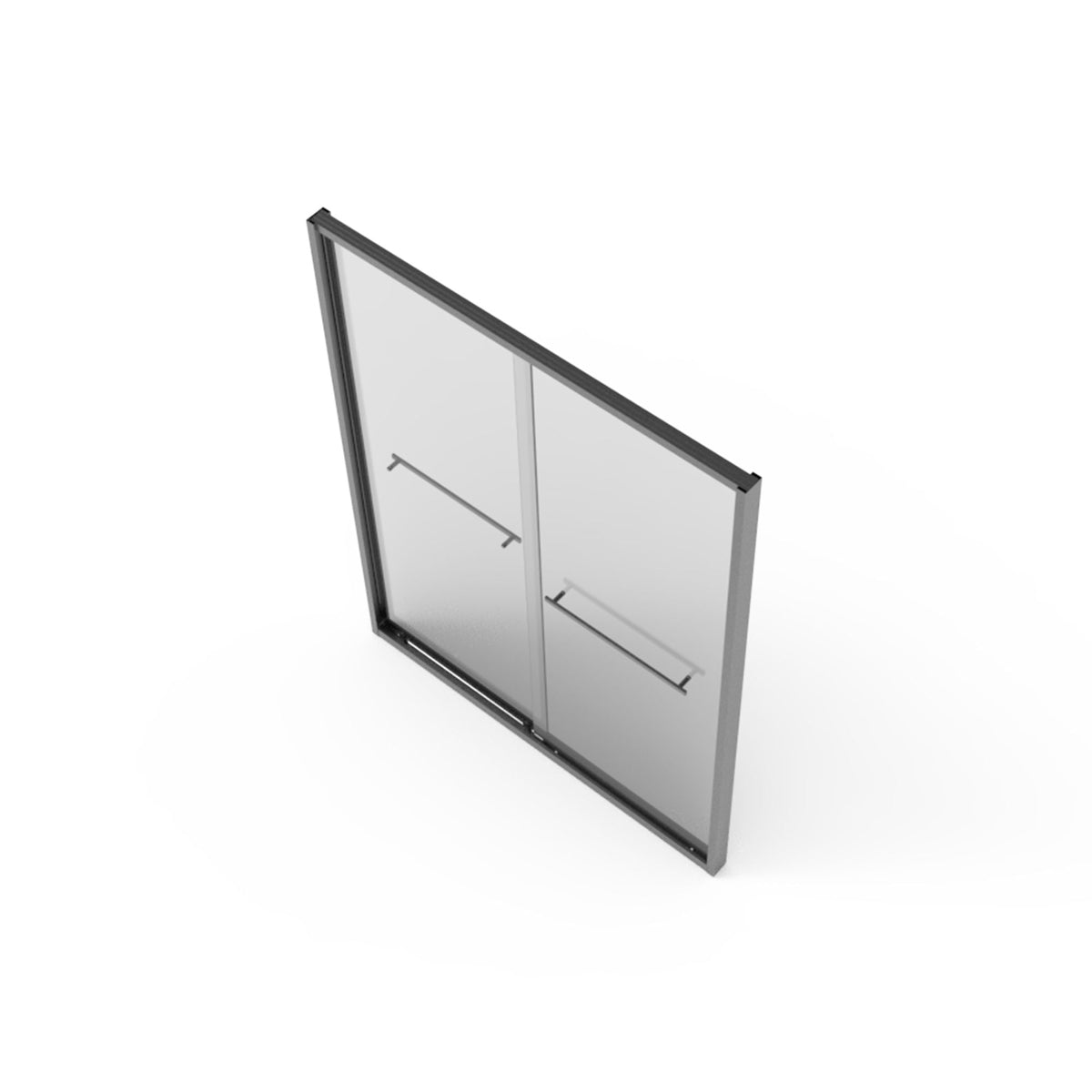 Double Sliding Shower Door with Tempered Glass - Matte Black