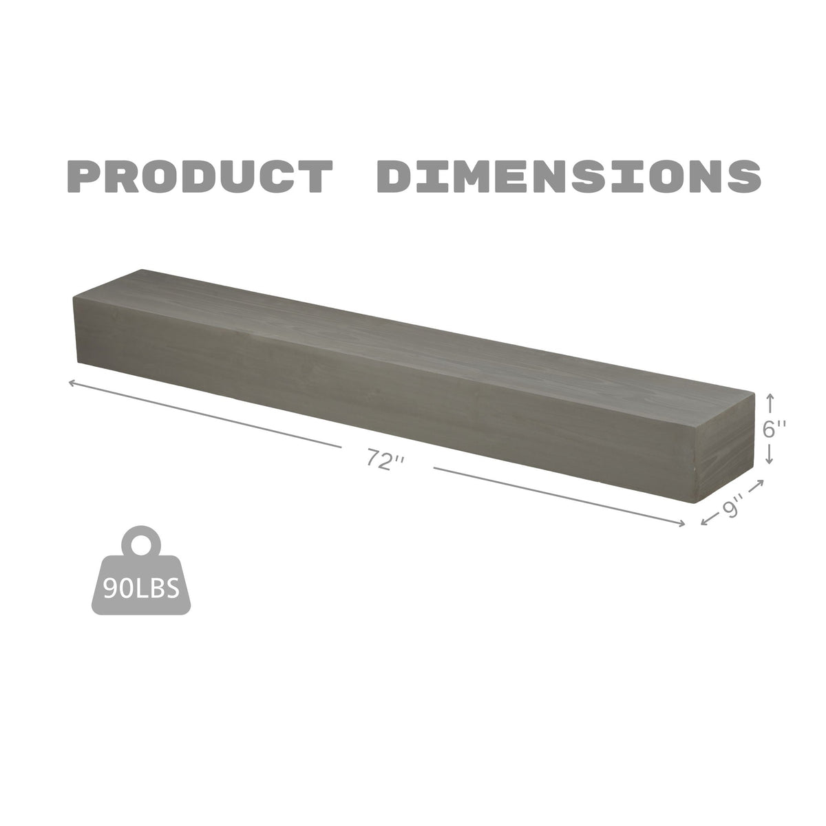 Floating Fireplace Mantel Shelf with Invisible Wall Mount - Multiple Colors