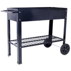 Elevated Metal Planter Garden Bed with Wheels - Black