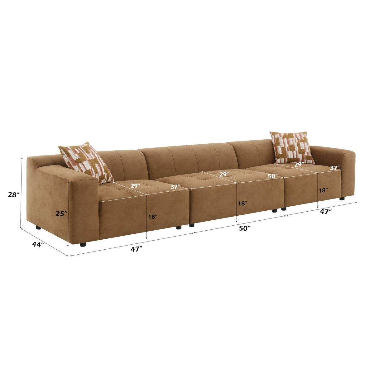 Modular Sofa Set with 2 Matching Toss Pillows - Chocolate