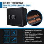Durable Construction Jewelry Safe with Fireproof Protection - White or Black
