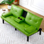 Foldable Sofa Bed with Cup Holder and Solid Wood Frame - Multiple Colors