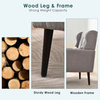 Modern Upholstered Arm Chair with Solid Wood Legs and Pillow - Multiple Colors