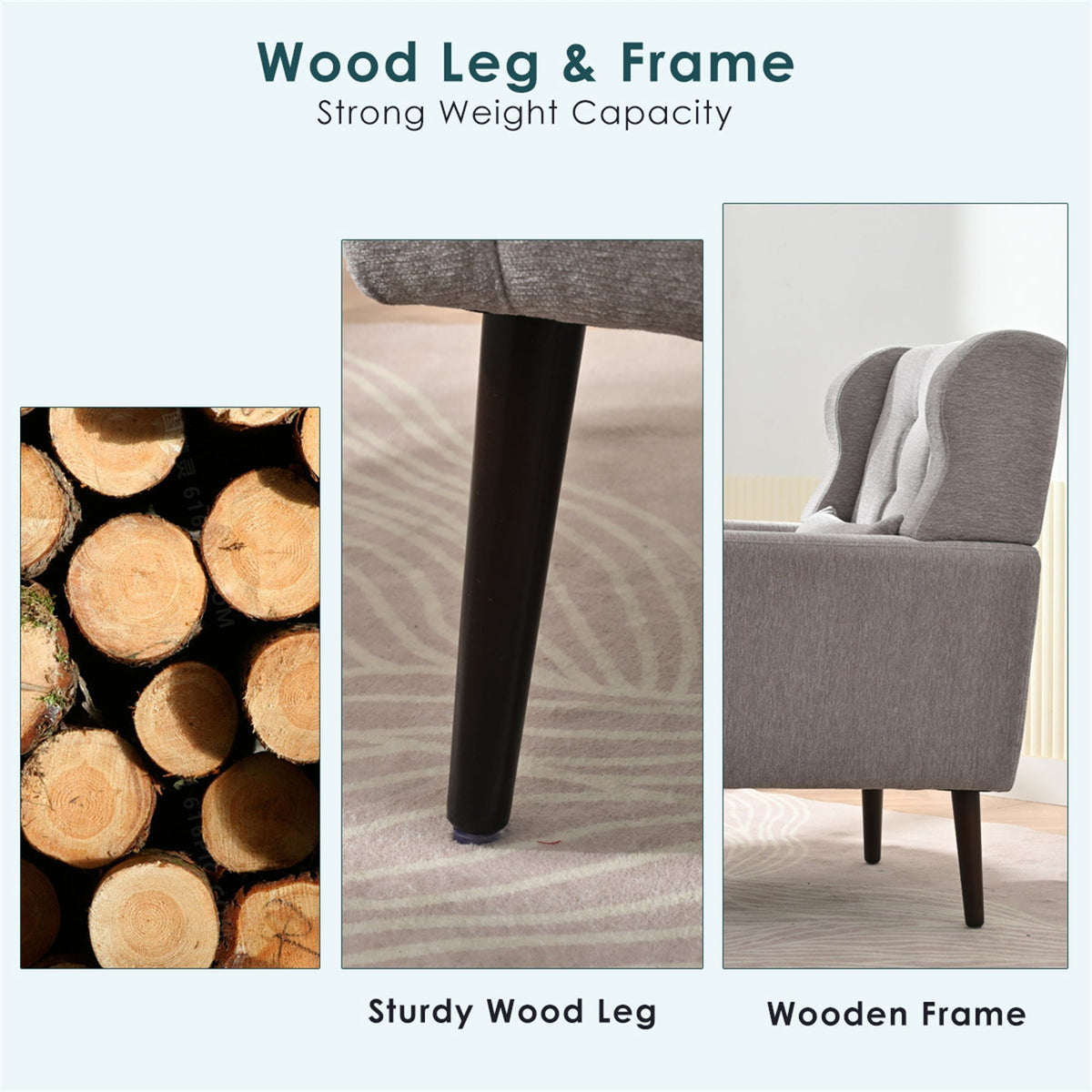 Modern Upholstered Arm Chair with Solid Wood Legs and Pillow - Multiple Colors