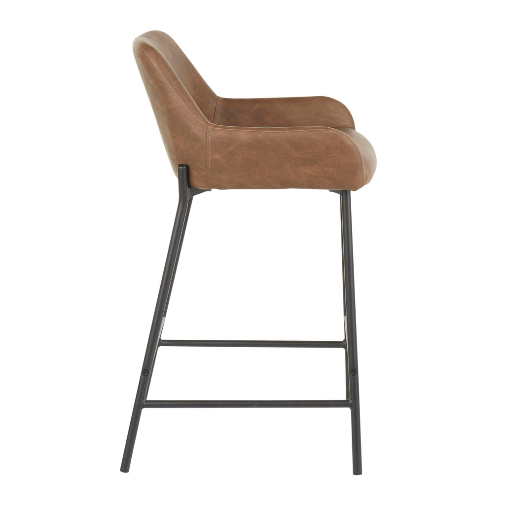 Industrial Fixed Height Counter Stool Set with Upholstered Seat - Multiple Colors
