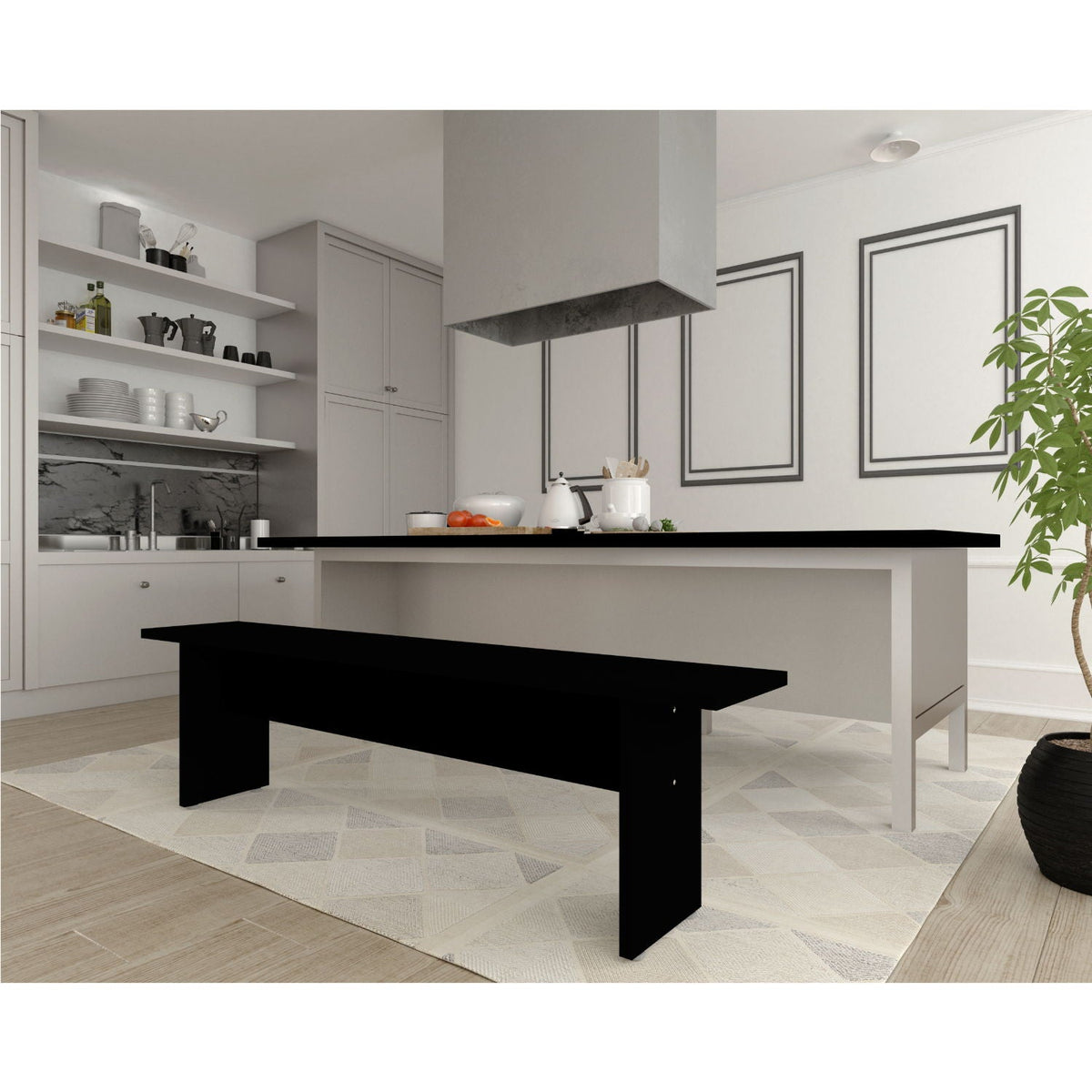 Nomad Dining Bench for 2 Persons with Sturdy Wood Construction - Multiple Colors