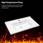 Modern Rectangular Vanity Top with Overflow – White