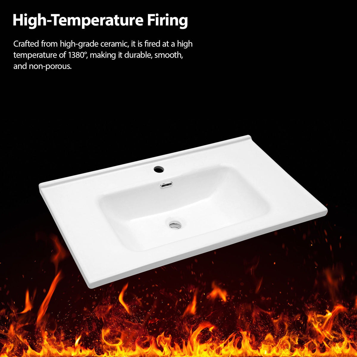 Modern Rectangular Vanity Top with Overflow – White