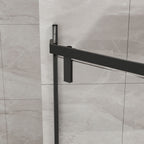 Neo Angle Frameless Shower Door with White Acrylic Shower Base - Matte Black