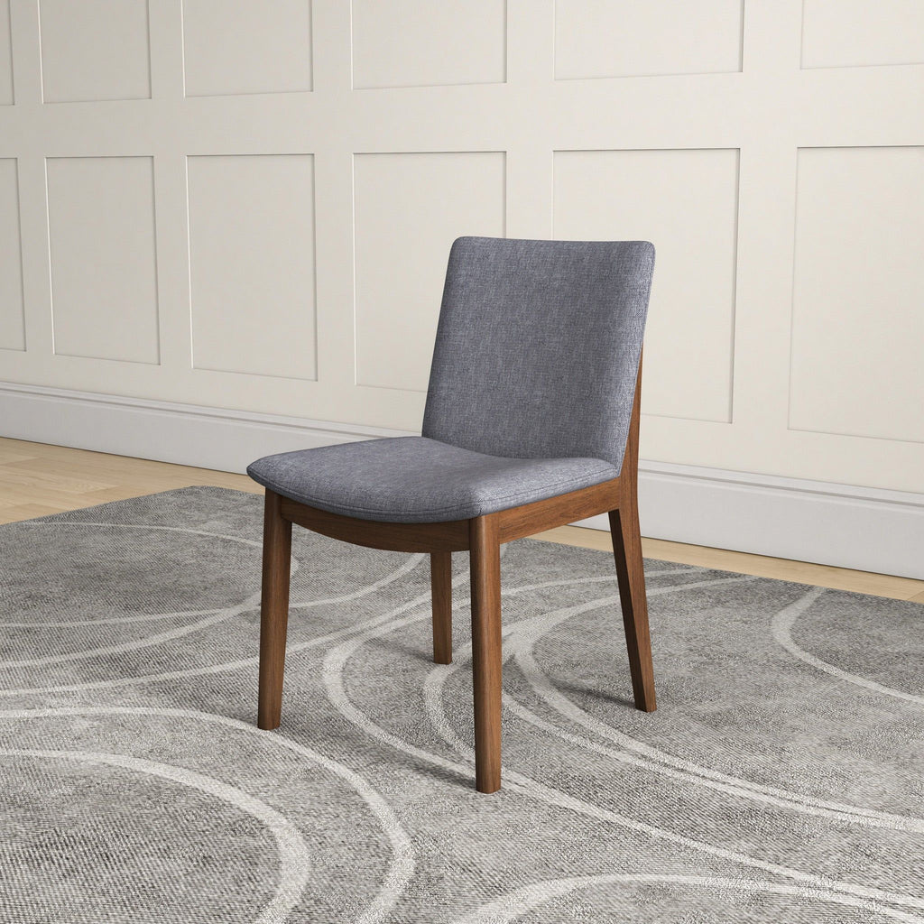 Mid-Century Modern Solid Wood Dining Chair Set with Fabric Upholstery - Multiple Colors
