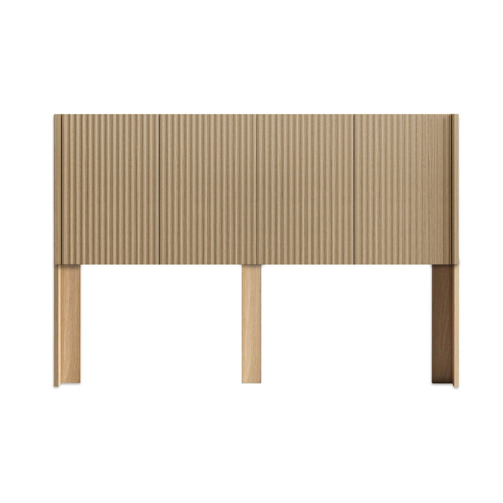 Modern Wide Wall Mounted Fluted Panel Headboard with Fluted Design - Dark Brown or Light Brown