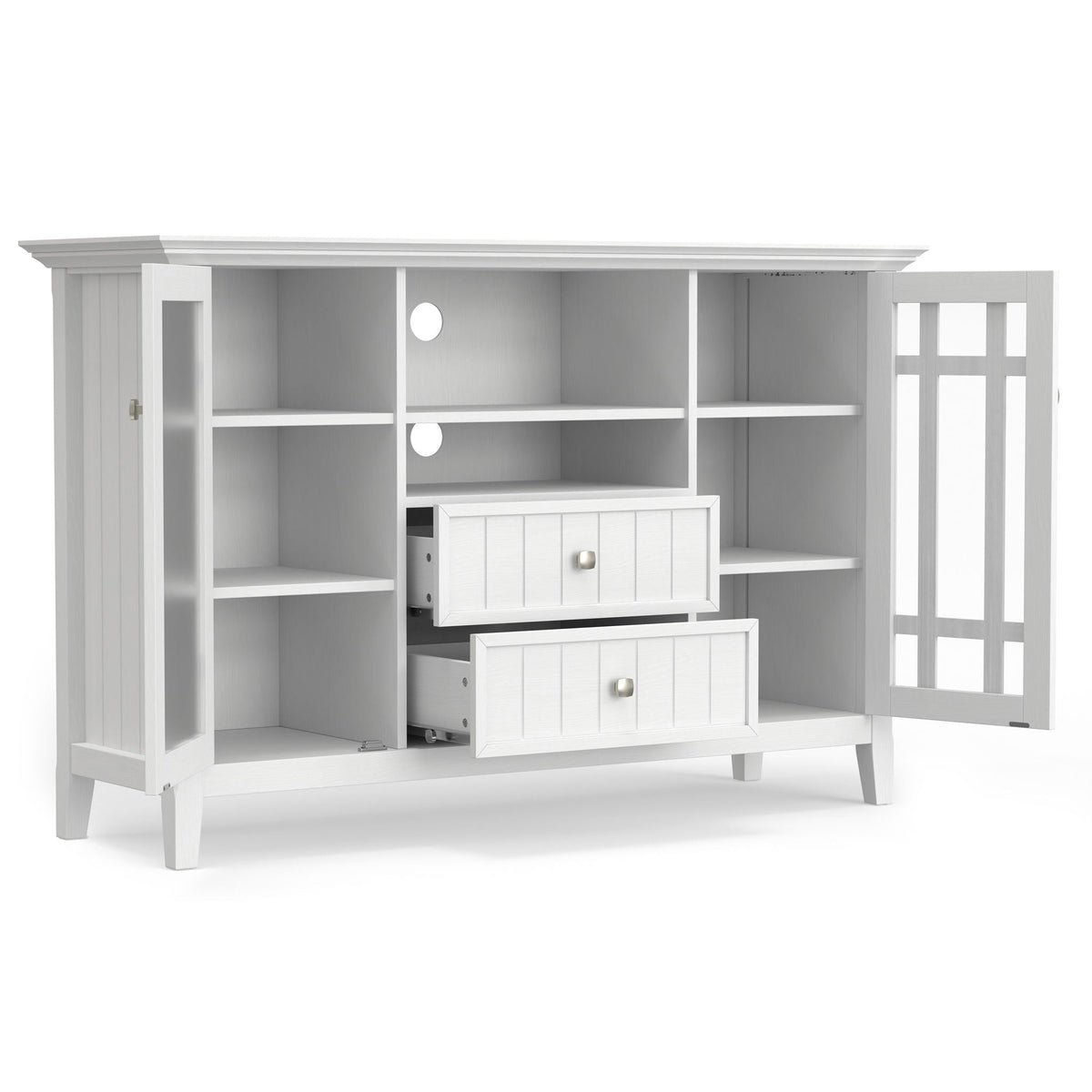 Handcrafted Tall TV Media Stand with Adjustable Storage - Dark Brown, Black, or White