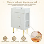 Bathroom Vanity with Single Ceramic Sink and Side Storage - Multiple Colors