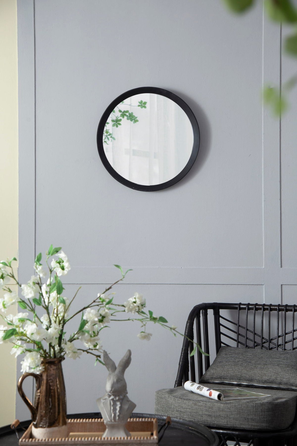 Transitional Mango Wood Wall Mirror with Frame - Multiple Colors