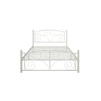 Queen Size Metal Bed Frame with Flower Headboard and Footboard