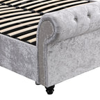 Queen Upholstered Storage Bed with Hydraulic Lift - Beige