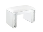 Nysa Rectangular Armless Stool with Mirrored Glass Base - Faux Leather