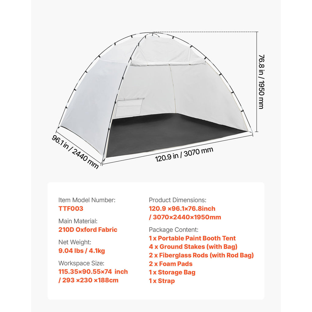 Portable Paint Booth Tent with Built-in Floor and Mesh Screen