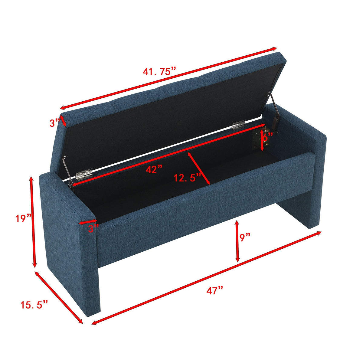 Modern Upholstered Large Bed End Bench with Hidden Storage - Multiple Colors