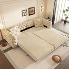 3-In-1 Convertible Sleeper Sofa Set with Deep Seat & Movable Ottoman - White, Beige, Gray