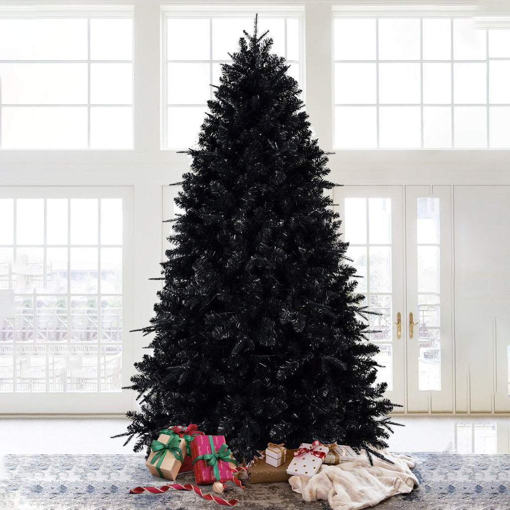 6-Foot Pre-Lit Black Christmas Tree with 350 LED Lights - Black