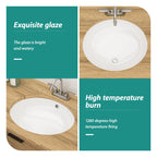 Ceramic Oval Undermount Bathroom Sink with Overflow - White