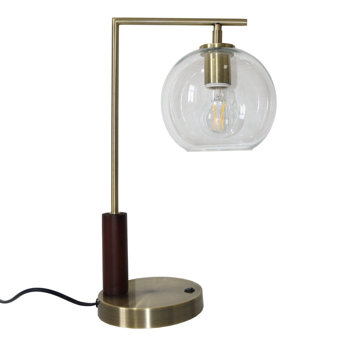 Gold Desk Lamp with Glass Globe Shade - Villa