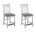 Slat Back Barstools Set of 2 with Coastal Design - Gray