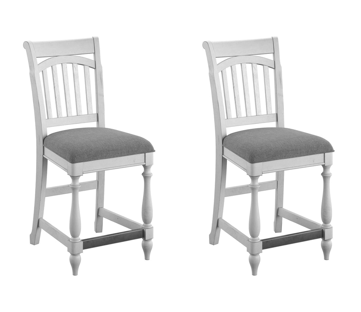 Slat Back Barstools Set of 2 with Coastal Design - Gray