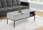 Lift-Top Coffee Table with Hidden Storage - Light Brown or Gray