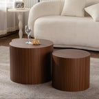 Nesting Coffee Table Set of 2 Round Wooden Tables with Space-Saving Design - Multiple Colors