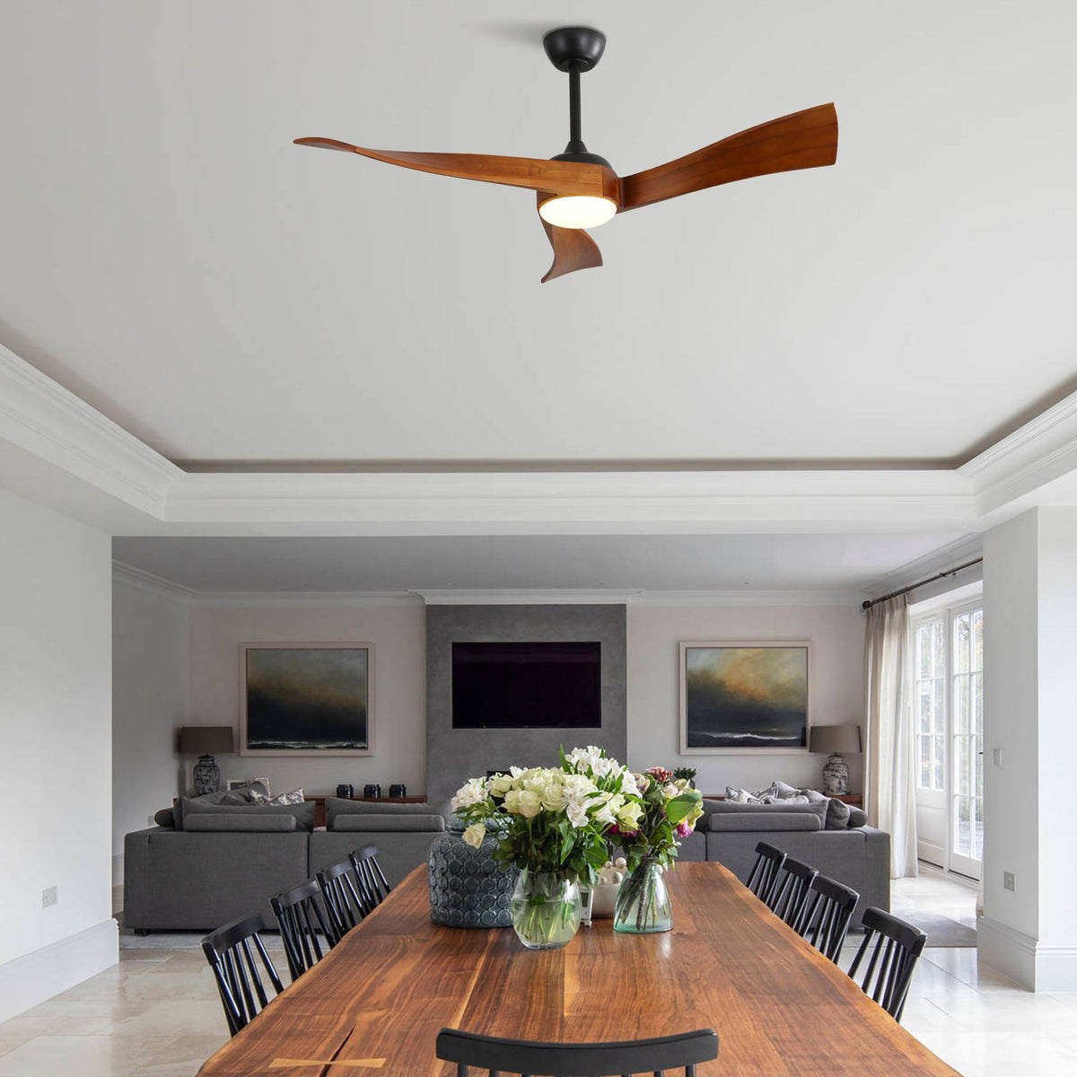Black Ceiling Fan with Reversible DC Motor and Remote - 52"