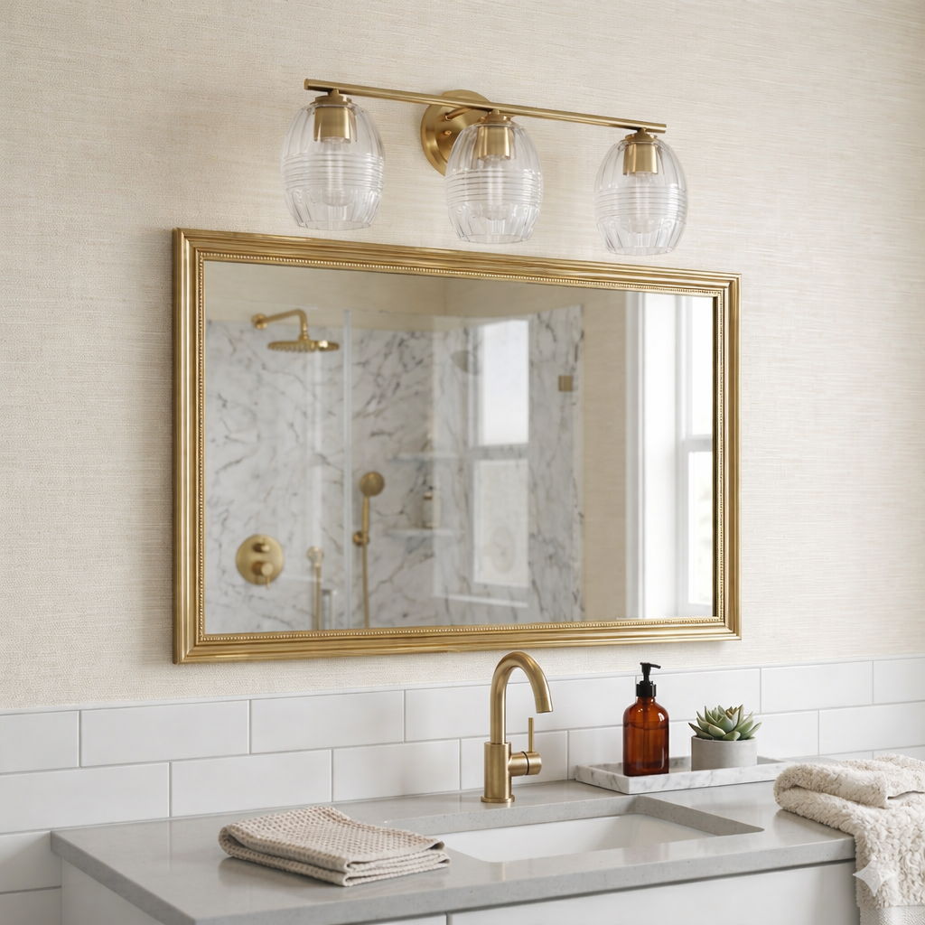 Luster 3 Lights Vanity With Clear Glass