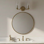 Regal Double Light Vanity With Clear Ribbed Satin - Antique Brass / Clear