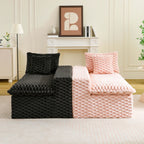 Multifunctional 4-Seater Stationary Sofa with Adjustable Layout - Pink & Black