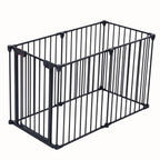 Adjustable Metal Safety Gate Play Yard with Pivoting Panels - Black
