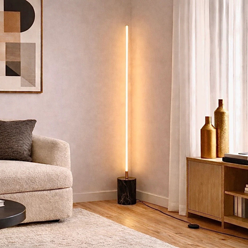 Prism - LED Floor Lamp with On/Off Switch Base - Gold/Marble