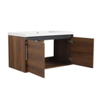 Bathroom Vanity Set with Resin Countertop Sink - Dark Brown