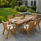 7-Piece Acacia Wood Outdoor Dining Set with Weather-Resistant Finish - Teak