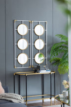 Rectangular 3-Piece Wall Mirror with Iron Frame - Gold or White