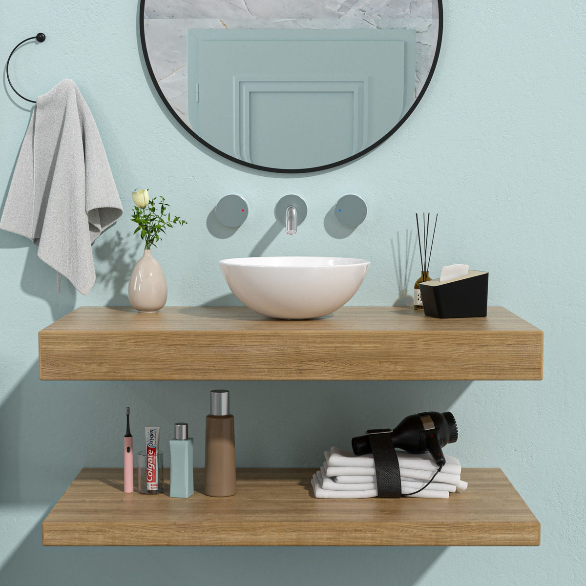Modern Ceramic Circular Vessel Bathroom Sink with Stain Resistant Finish - White