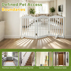 Wooden Freestanding Foldable Pet Gate with Solid Wood Construction - 24 Inch