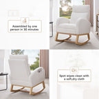 Teddy Fabric Rocking Chair with Adjustable Footstool - Beige