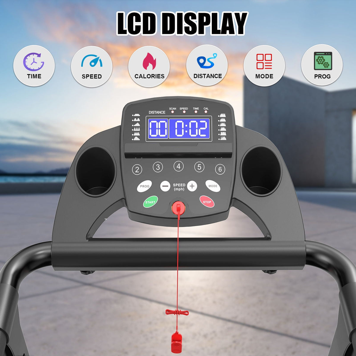 2.5Hp Portable Treadmill with Handles, App Control & LED Display - Black