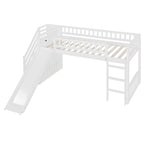 Loft Stairway Bed with Drawers and Convertible Ladder - Twin